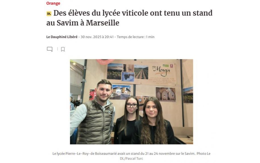 Vaucluse Matin : Des élèves du Lycée viticole ont tenu un stand au Savim à Marseille